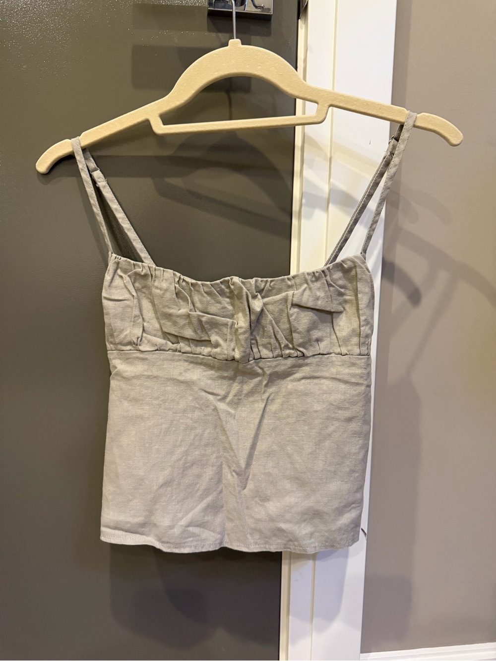 Edikted Green/Brown Linen Tank Top
